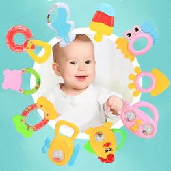 6 шт. детские новые творческие красочные Пластик рук Jingle пожимая колокол погремушка малыша музыкальные игрушки для детей музыкальный