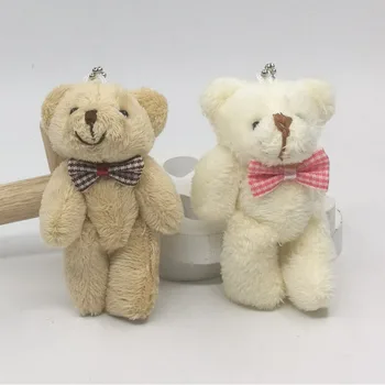 

8cm(3.2") Cute Long Wool Teddy Bear With Grid-tie Plush Bear For Shoe/Clothes/Bag/Bouquet Flower Pendant 24Pcs