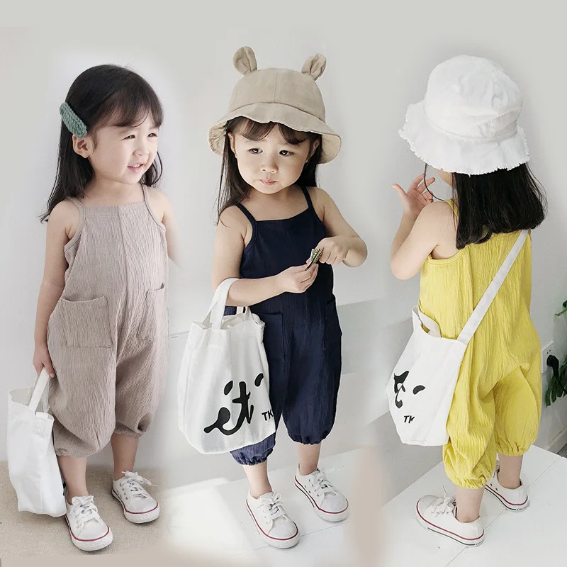 

Children Summer Suspender Panties for Girls and Boys Baby Cotton Trousers Solid Color Causal Pant Toddler Kids Infant Clothing
