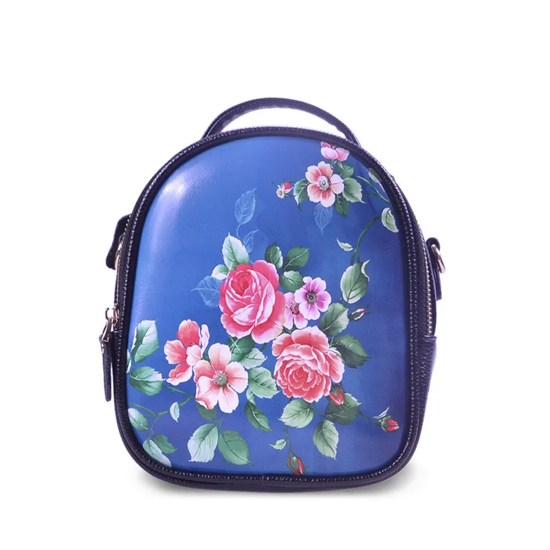 

Genuine Leather Women Flowers Zipper Pocket Backpacks Rucksack Travel Shoulder Bag Girls Shoulder Straps Can Be Removed