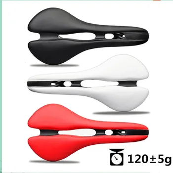 

Cycling Saddle Road Saddles Of Carbon Fiber + Red Black Leather Oval Railway Hoop Bicycle Seat Cushion