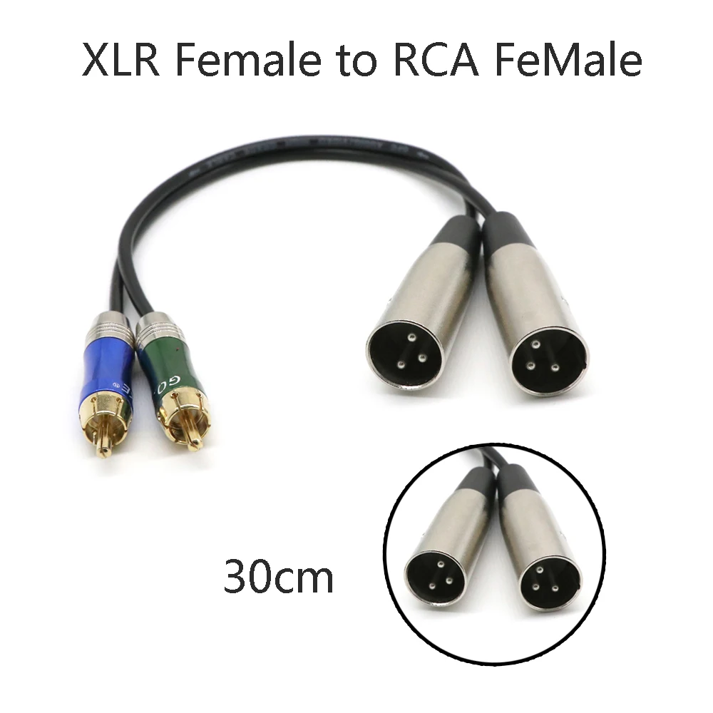 

AV Cable For Speaker XLR Female to RCA FeMale Cables Audio 30cm Foot Dual XLR Female to Dual RCA Mixer Patch Cannon Pin Plug