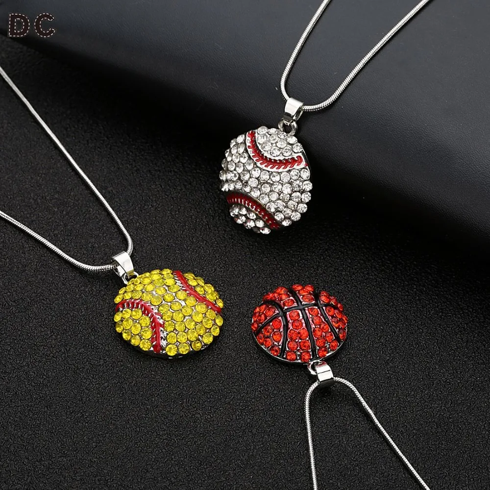 DC Fashion Sports Necklaces Basketball Baseball Softball Charms Long