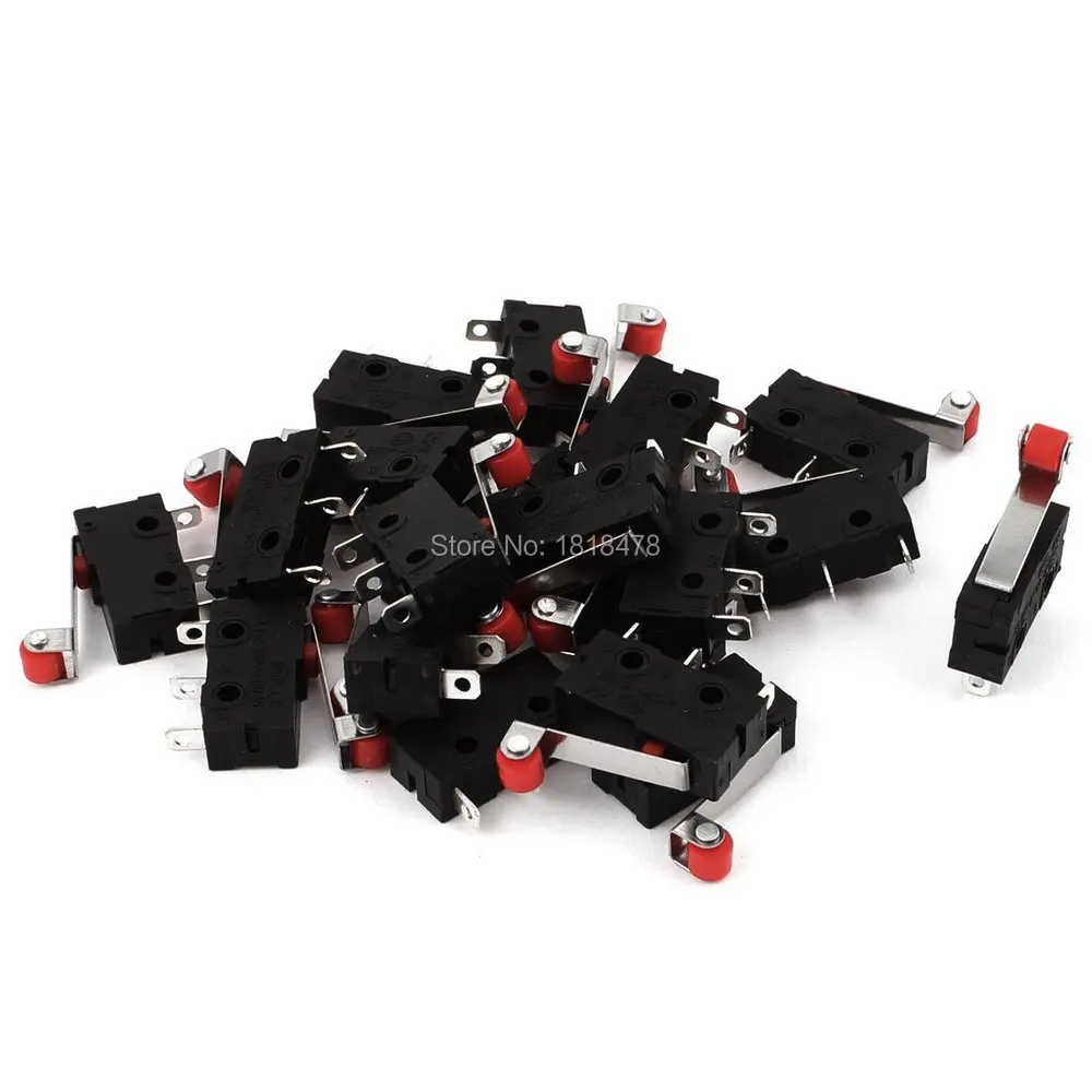 Squalise 20pcs Limit Switch Waterproof Momentary Push Button Switch 3 Long Hinge Lever Micro Switch Black