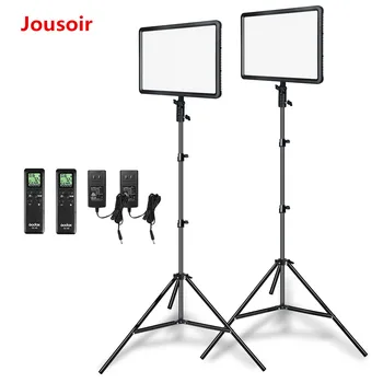 

Godox 2pcs LEDP260C Ultra-thin 30W 3300-5600k LED Video Light Panel Lamp with 2pcs 2m Light Stand for Video Studio Lights CD50