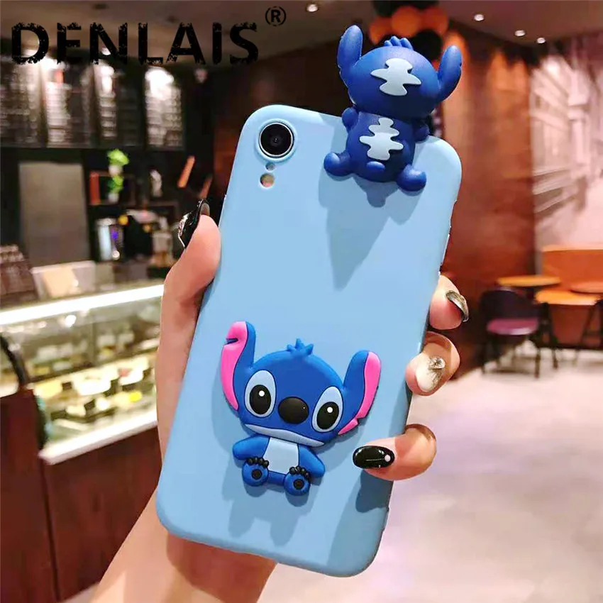 

Cute 3D Stitch Minnie Cartoon Case For Iphone 7 8 Plus 6 6s 5s iphone XS Max XR X Case Candy Color Ultra Thin Silicon Phone Case