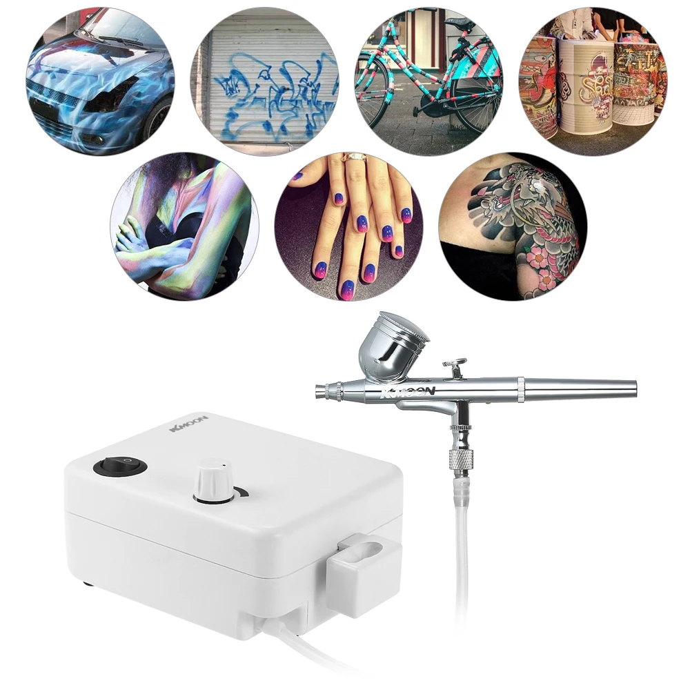 

KKmoon Multi-purpose Dual Action Airbrush Mini Air Compressor Set Gravity Feed Air Brush Gun Air Brush Nail Tool Set 100-250V
