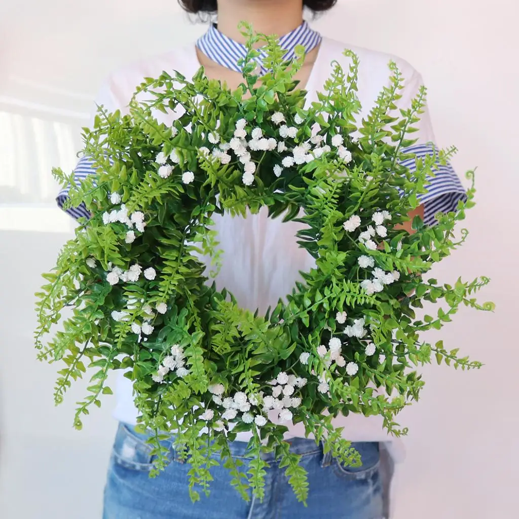 Artificial Gypsophila Flower Wreaths Garland on Twig Base Wall Door Decor Wedding Christmas Party Flower Arrangement