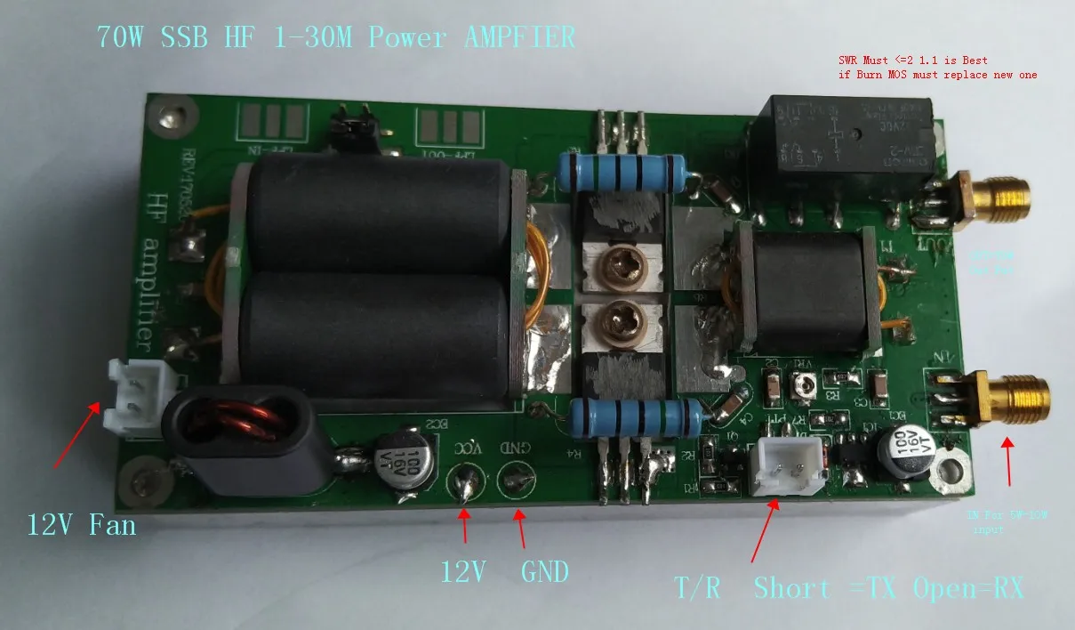 Короткие волны усилитель 12 15 В SSB HF 1 30 м Мощность Ampfire 50 70 Вт Pout с