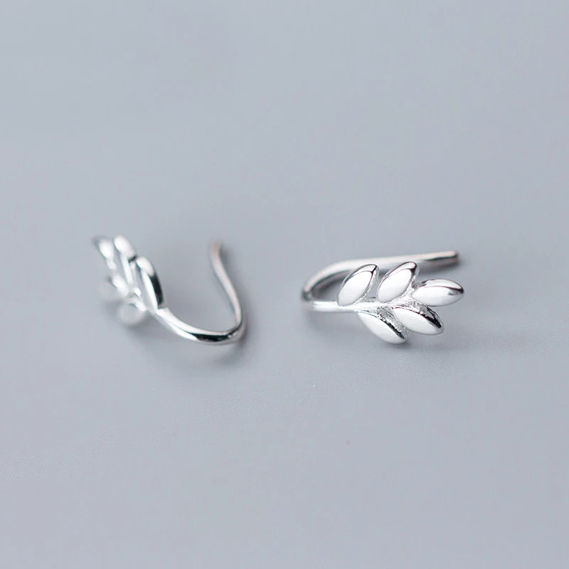 

MloveAcc 100% Real Pure 925 Sterling Silver Leaf Earrings for Women Girls Brincos Fashion sterling-silver-jewelry