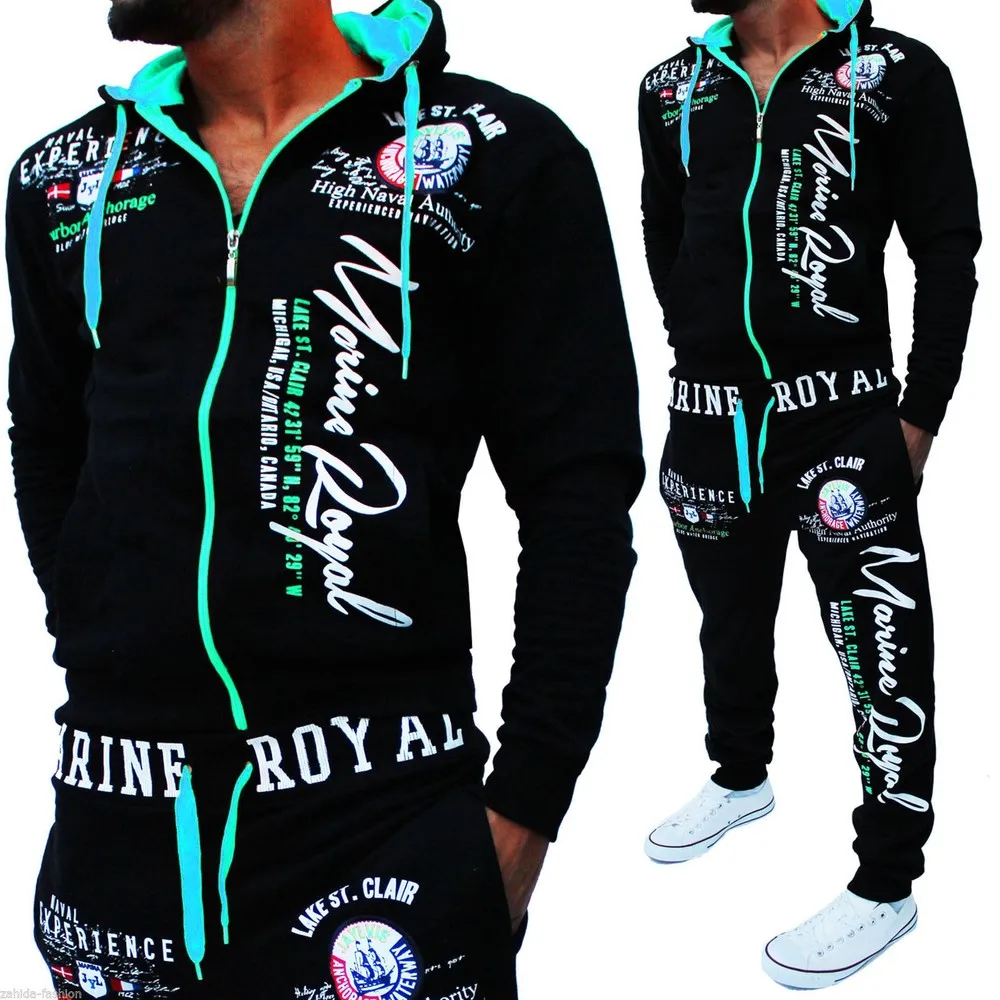 Zogaa Brand Men 2 Piece Set Hooded Sweatshirts and Pants Set Fitness Traning Sportswear Zipper Track Suit Mens Jogger Sets