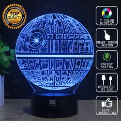 Звезда смерти 3D лампа Звездные войны BB-8 светильник светодиодный Новинка ночные огни USB свет светящийся ребенка подарок Хуэй Юань бренд