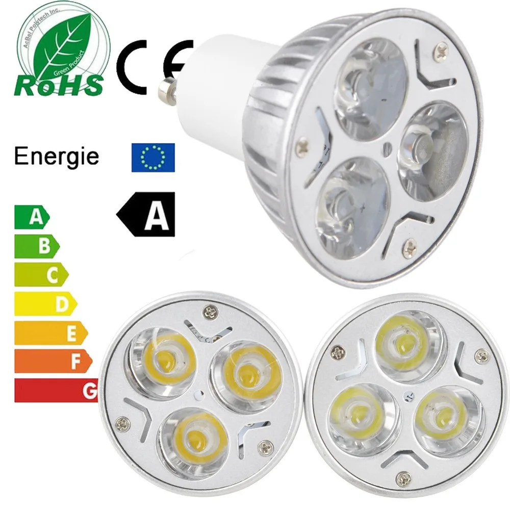 Светодиодный светильник GU10 3 светодиодный энергосберегающий Точечный светильник лампа для дома 85-265 в белый/теплый белый/чистый белый/красный/желтый/синий/зеленый