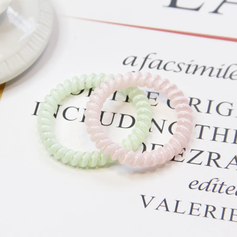 Fashion 10PCS/Set Telephone Wire Stretch women Hair Rope Candy Color Elastic Cute Hair Ring Plastic Thin Rubber Bands