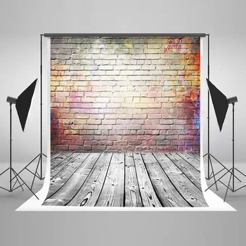 

8ft washable wood floor and brick wall photo backdrop for photography studio