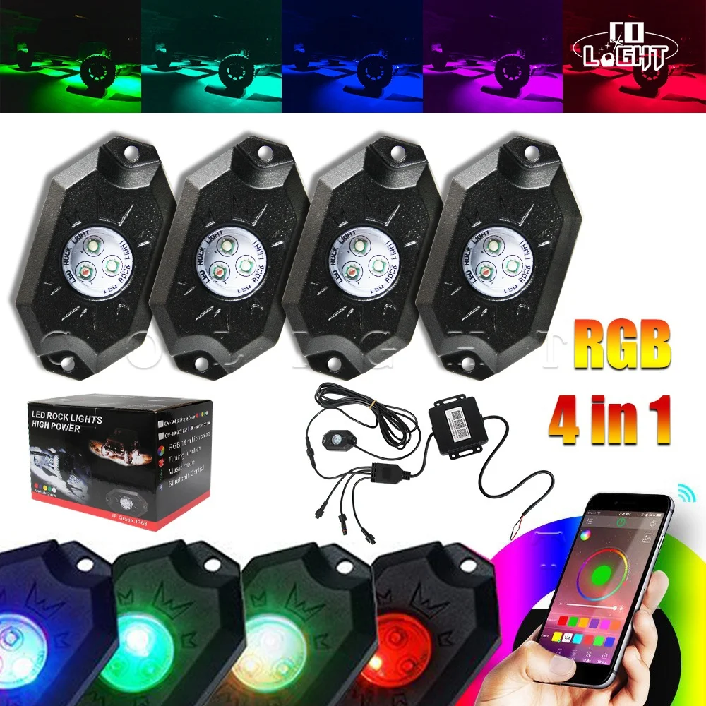 Светодиодный светильник CO 4 шт. 9 Вт RGB для внедорожников лодок легковых