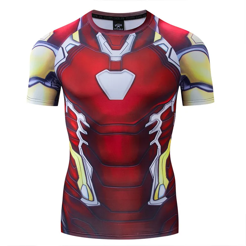 

Avengers 4 Iron Man Tony Stark Marvel T-Shirt Cosplay Costume Fitness Tshirts Men Shirt Compression Short Sleeve