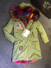 Top quality USA Beading design large fox fur collar hood parka with faux fur lined, multi fur inside jacket Mr Mrs furs parka