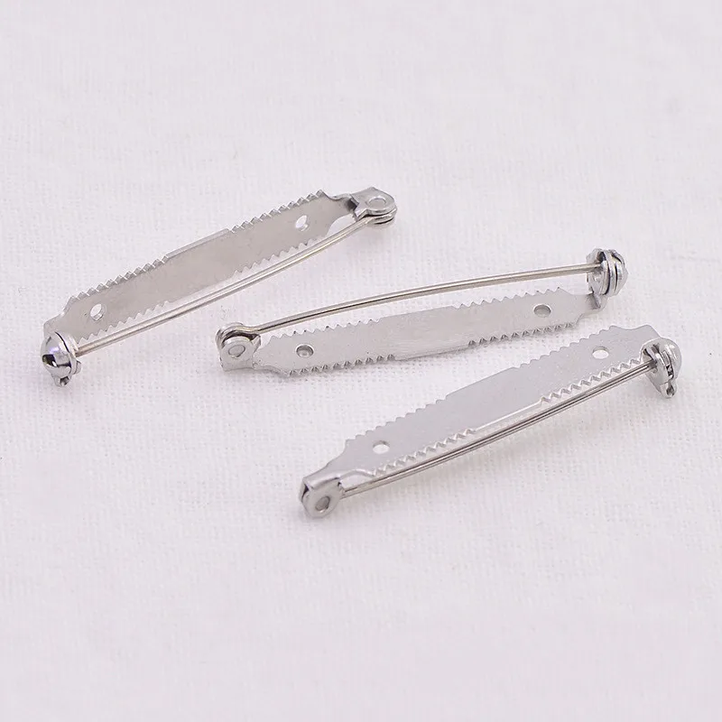 100 PCS 37.92mm*5.05mm Metal Stainless Steel Brooch Pin Base Settings Safety Clasp Brooch Accessories For Jewelry Making