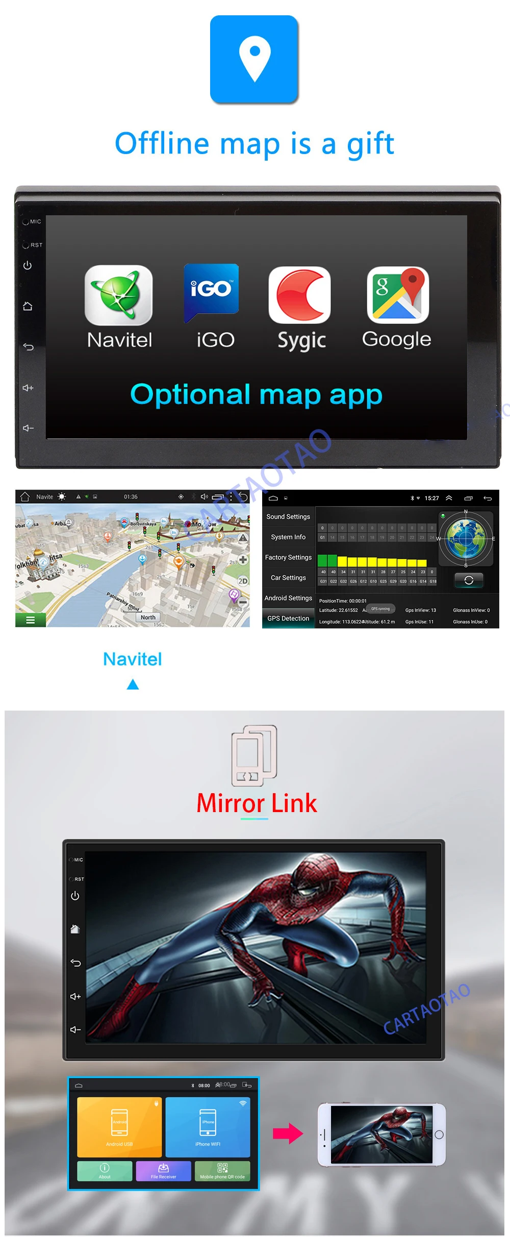 2Din Android автомобильный Радио Navitel gps мультимедийный плеер для Nissan Volkswagen Toyota Honda современный Mazda " Универсальный Автомобильный Радио WiFi