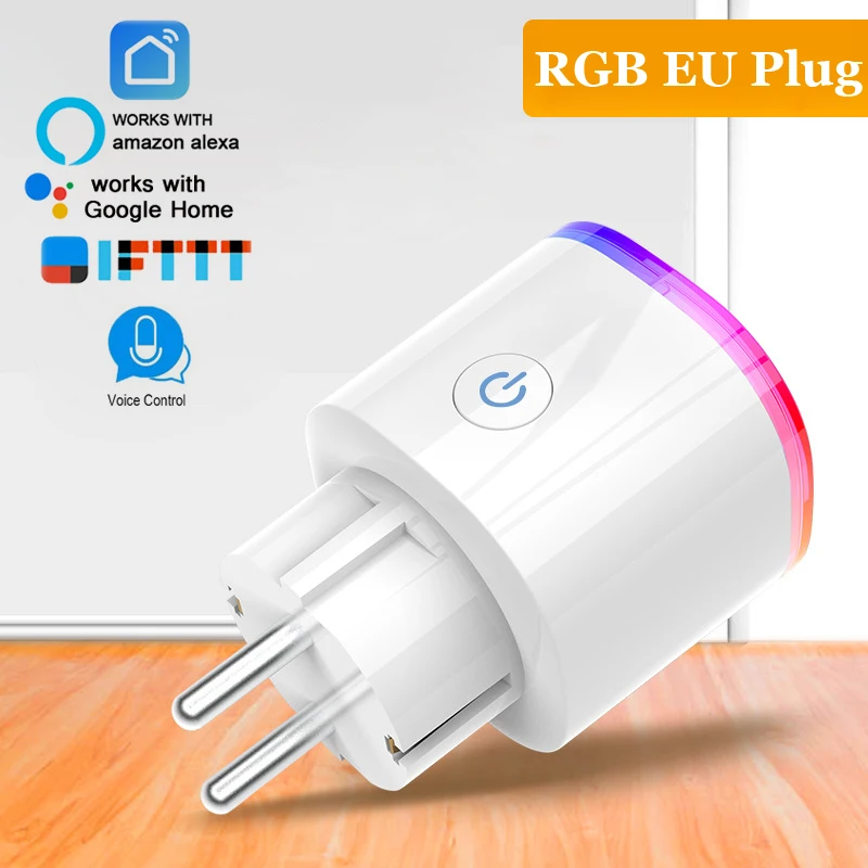 

Smart Plug Wifi Smart Socket Tuya Smart Life App With RGB Nightlight 16A EU Plug Alexa Google Home Mini IFTTT,No Hub Required