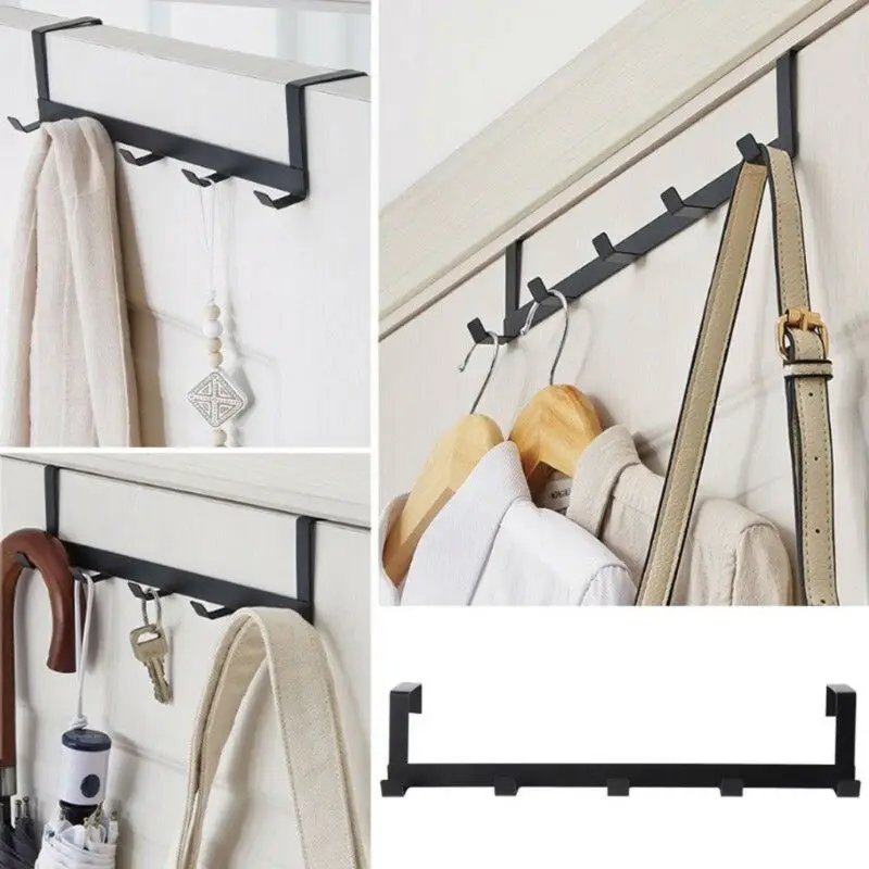

Luxury 5 Hooks Hanger Towel Hat Coat Clothes Wall Hook Over Door Living Room Bathroom Hooks 2019 Newest