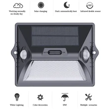 IP65 2000mA двойной датчик 3 mode Солнечный свет открытый индукции тела уличное освещение светодиодная Сад двор