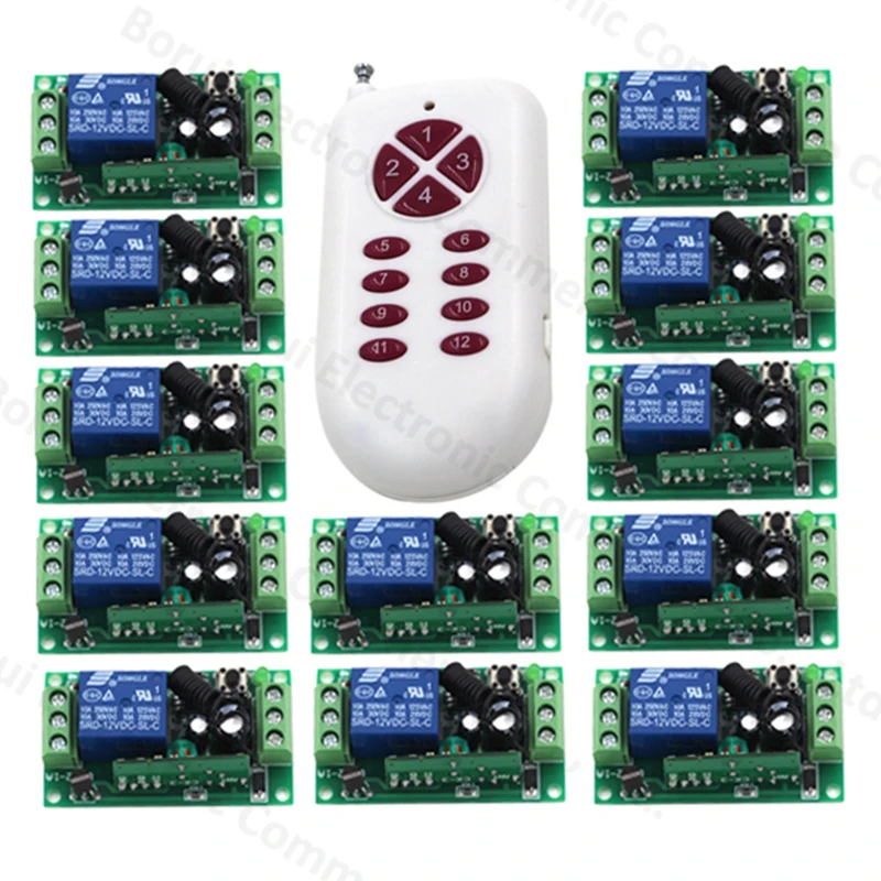 

Wireless Remote Control Switch DC 12V 1 CH 10A Relay Receiver Transmitter 315/433Mhz