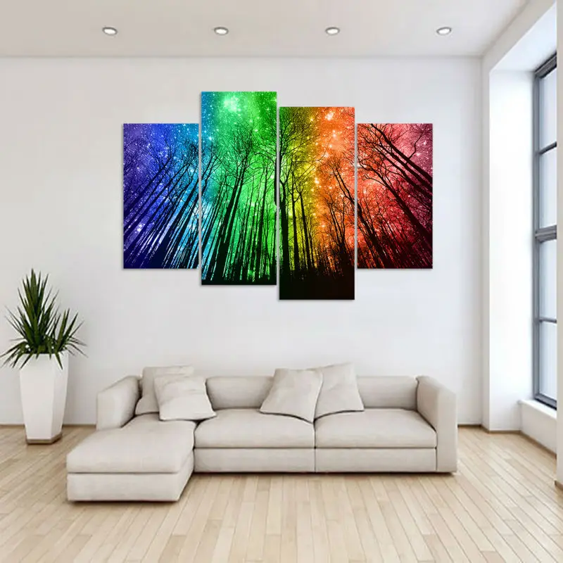 4 panel Hot sale Canvas Prints Art Aurora Borealis canvas painting art Modern Home Decor wall ...