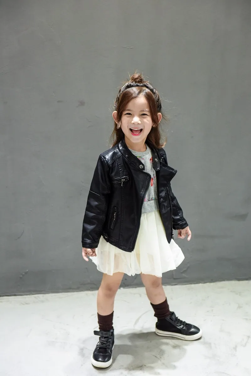 Veste En Cuir Pour Bebes Filles Et Garcons Vetements Coreens Manteau Noir 19 Vetements D Exterieur Pour Enfants De 2 7 Ans Printemps Cardigan A Fermeture Eclair Aliexpress