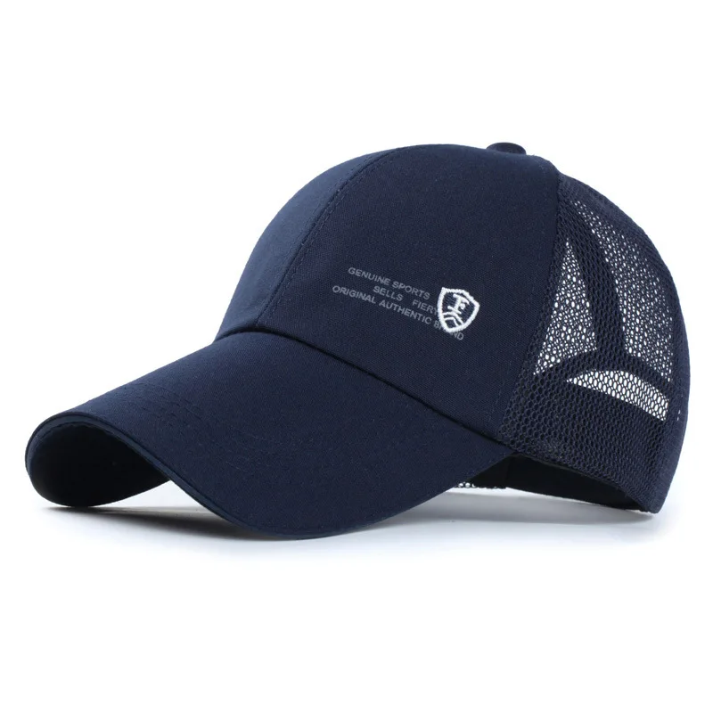 Navy blue Высококачественная бейсболка, Мужская Регулируемая Повседневная Кепка с сеткой, модная однотонная Кепка для папы, лето-осень, 6 цветов, кепка для гольфа для мужчин и женщин - Цвет: Navy blue