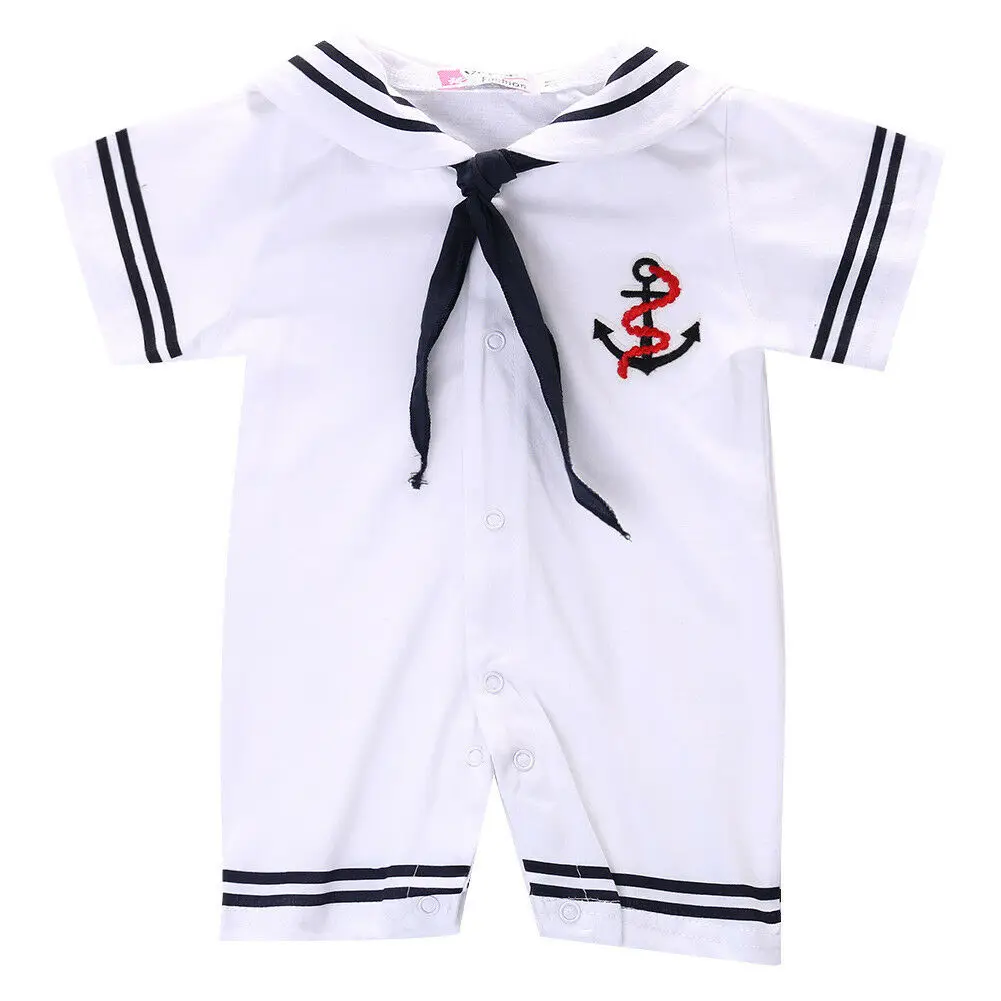 Костюм для новорожденных мальчиков, Детский комбинезон с якорем, цельный комбинезон, костюм моряка, Одежда для младенцев