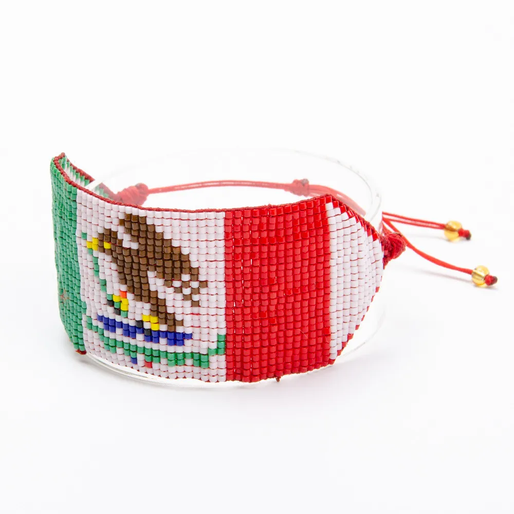 Ручной работы Miyuki Мексиканский Флаг браслет Мода рот Флорида Лето каникулы бисер ювелирные изделия Национальный вечерние подарок - Окраска металла: MI-B180273