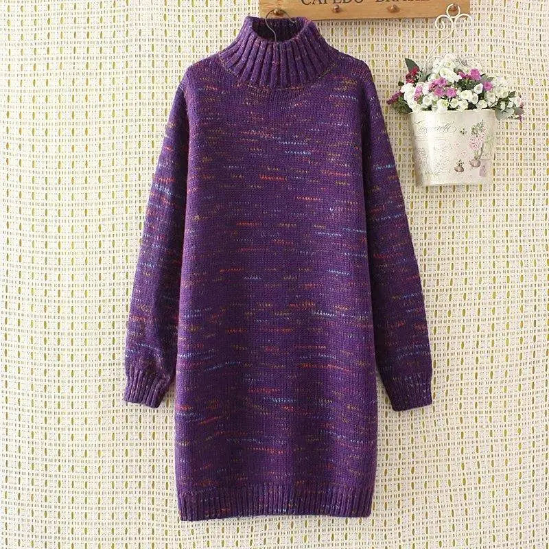 

Winter 2018 Japanese sen long loose in the female is a turtleneck sweater dress