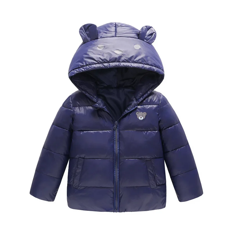 navy blue Детский осенне-зимний пуховик из хлопка, легкая и легкая теплая одежда с капюшоном - Цвет: navy blue
