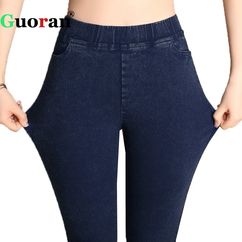 

Skinny Women Leggings High Stretch Female Pencil Pants Plus Size 5XL 6XL Blue Black Femme Pantalon Elastic Waist Trousers 2019