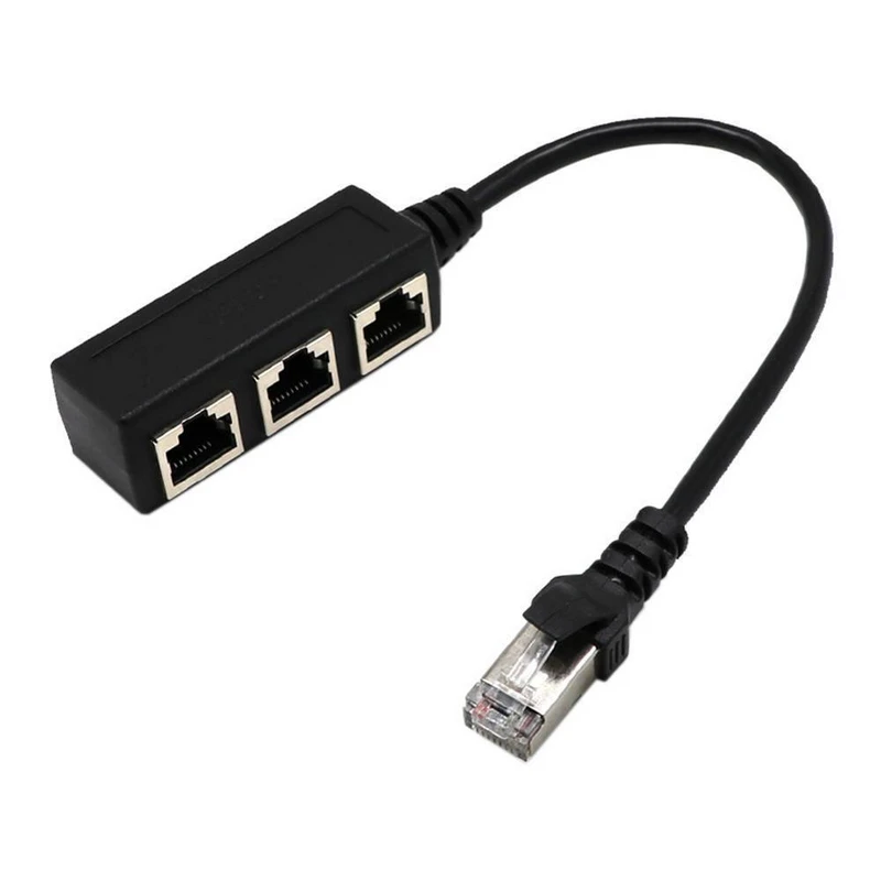 Mayitr 1pc 1 to 3 Socket LAN Plug Splitter Black ABS RJ45 Extender Connector Adapter for Ethernet Network