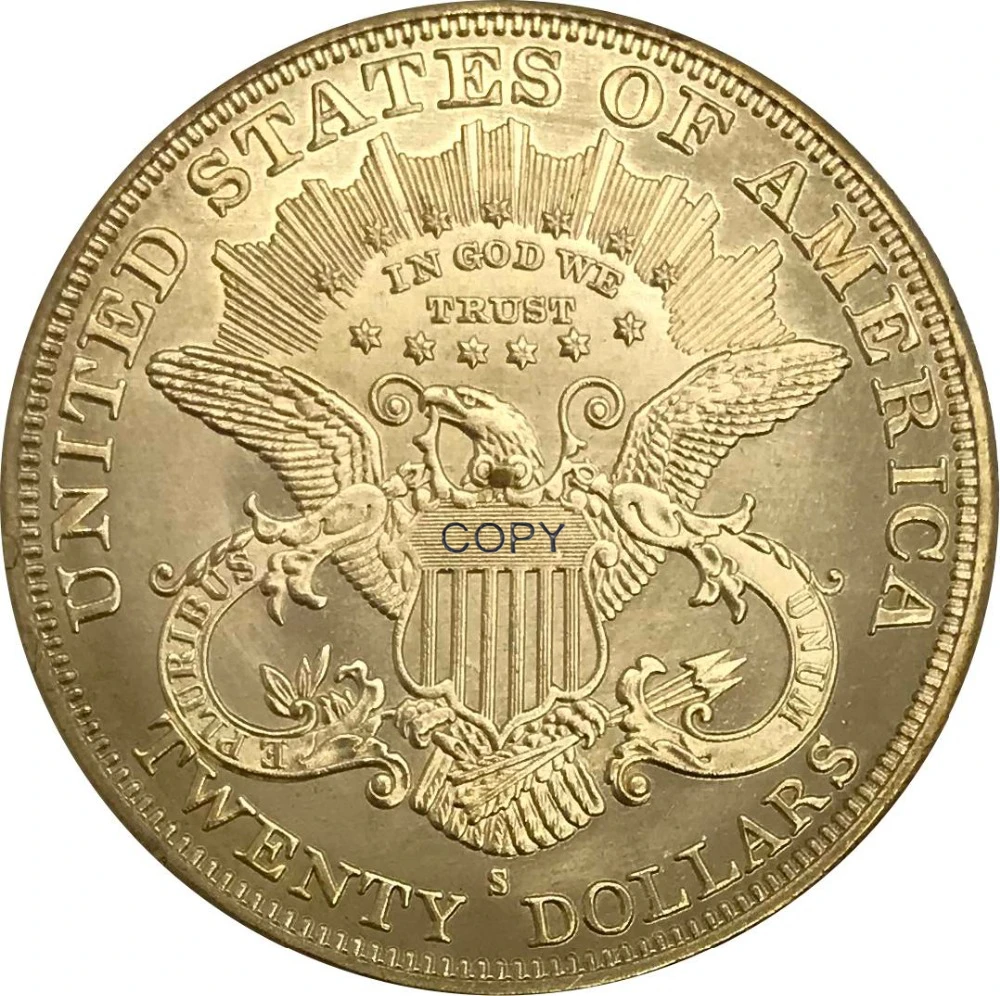 1884 S CC P США 20 долларов Liberty Head Double Eagle с девизом Золотая монета латунная