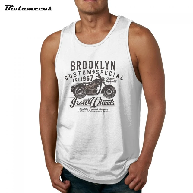 Men Tank Tops Fashion Brand Sleeveless T Shirt Brooklyn Custom Men Tank Tops Fashion Brand Sleeveless T Shirt Brooklyn Custom Special Iron Wheels Motorbike Printed