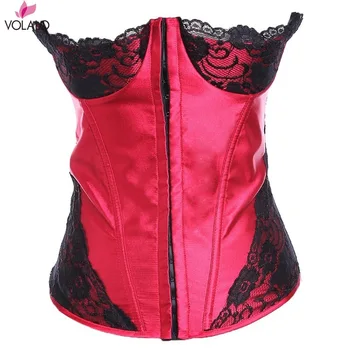 

2019 NEW Black Lace Edge Red Wedding Underbust Sexy Waist Workout Cincher Body Shaper Shapewear Corset S-XXL For Women