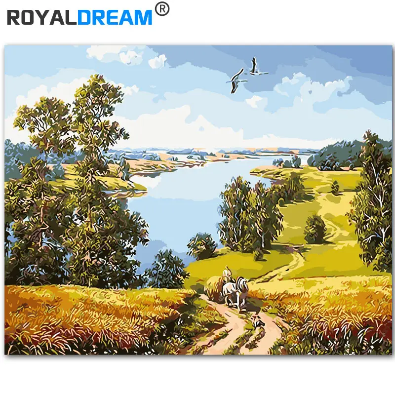 ROYALDREAM Урожай DIY живопись по номерам полотно ручной работы рисунок набор Краска на