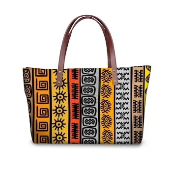 

Customized Women Top-handle Bag Tribal Ethnic Shoulder Bag for Ladies African Traditional Printed Tote Bag Fashion Beach Bolsa