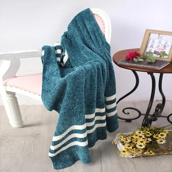 

Free shipping Drop Shipping Gift Nordic Simple Striped Pattern Bedspread Sofa Lounge Throw Blanket 130*150cm