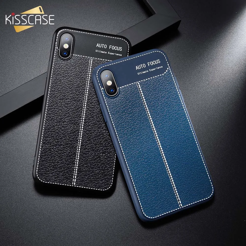 KISSCASE Business Leather Case For iPhone 7 8 6S 6 Plus X XR XS Max Ultra Thin Soft 5 5S SE Coque |