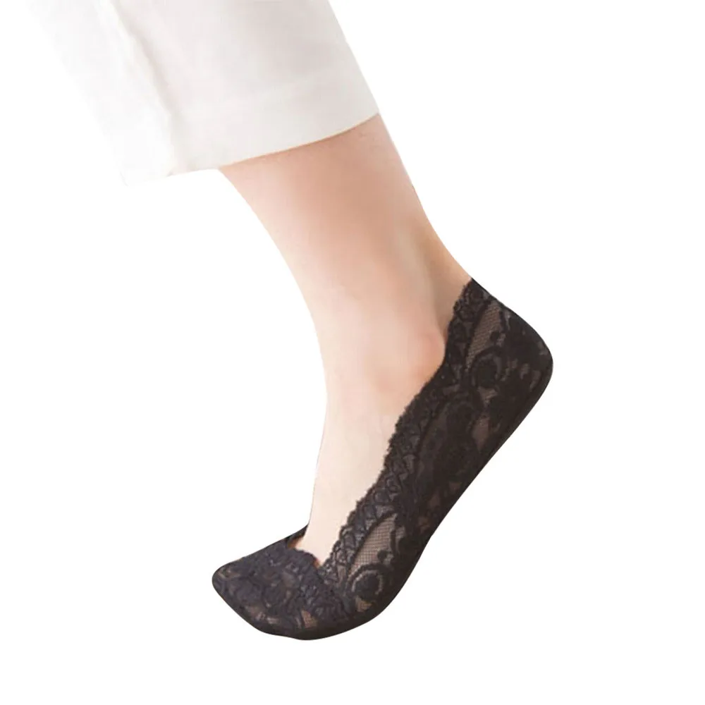 Новые модные женские хлопковые кружевные Нескользящие невидимые короткие носки, короткие носки, T4