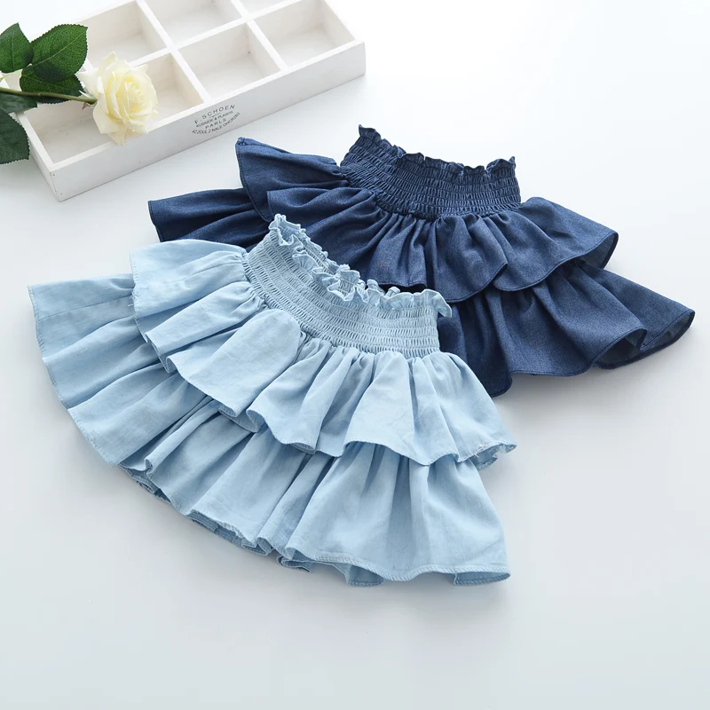 Baby Girls Tutu Skirt ruffles Children denim skirt Kids Pettiskirt