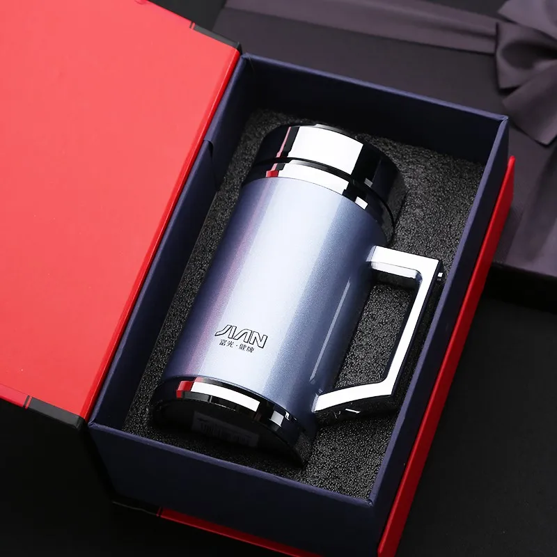 

Creative Gift Cup Stainless Steel Vacuum Flask Thermos with Handgrip Filter Coffee Tea Mug Thermal Water Bottle 480ml Gift Box