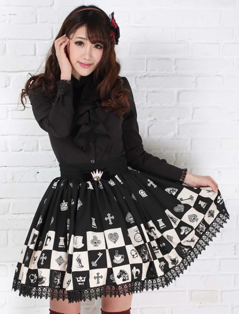Manis Gothic Kotak-kotak/kotak-kotak Pendek 3