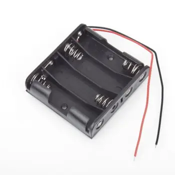 

100pcs/lot Black 4 x 1.5V AAA Battery Holder Storage Case Box With Wire Leads 6V