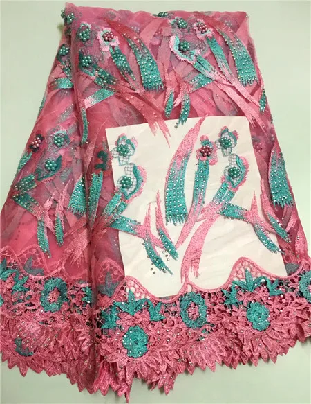 

2018 New fashion embroidered lace fabric high quality, French pure lace cinnamon fabric